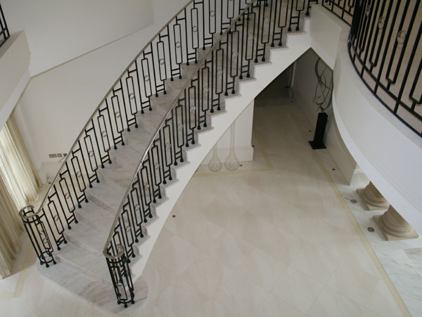 Marble Staircase with Bespoke Balustrade & Stainless Steel HANDRAIL