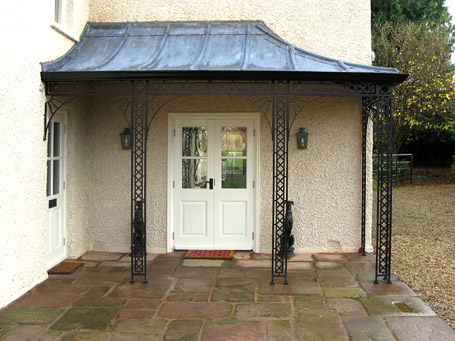 Mild steel porch with a lead canopies