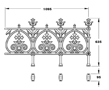 Terrace  cast iron railing panel