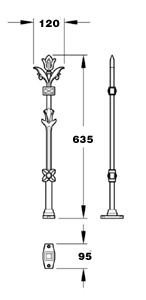Terrace GA139 cast iron railimg post