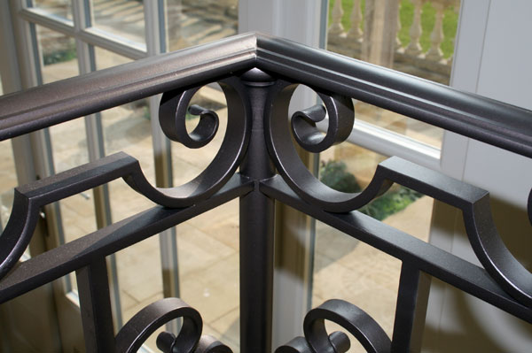 Hand Forged Iron Scrollwork - Marble Stair Treads