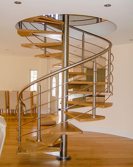 Spiral Staircase - Stainless Steel with Oak Treads
