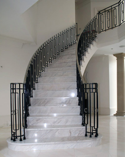 Marble Staircase with Bespoke Balustrade & Stainless Steel HANDRAIL