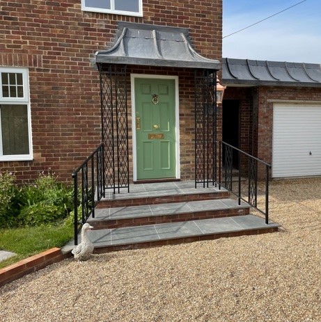 Double Treillage Porch with Matching Railings