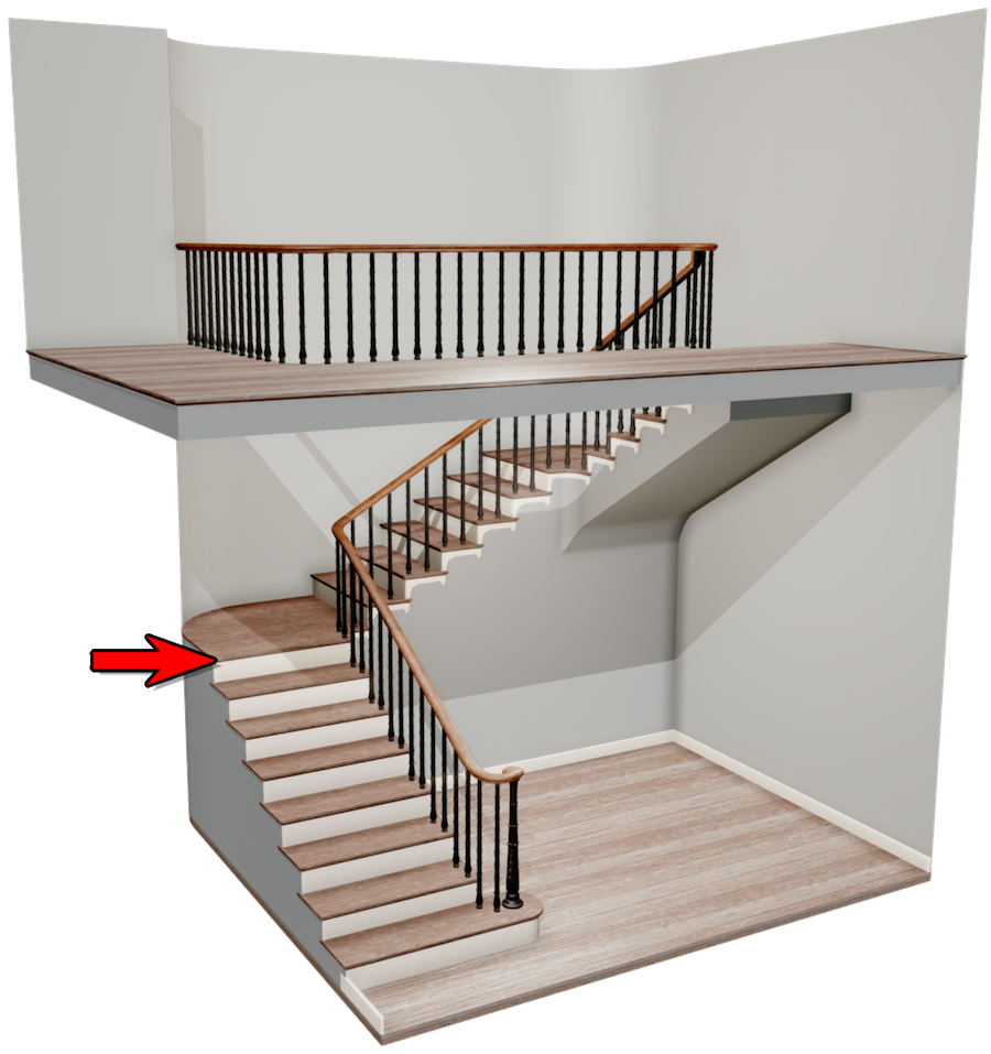 3D L-shaped stair calculator: Building materials calculator of a staircase  with 90° turn